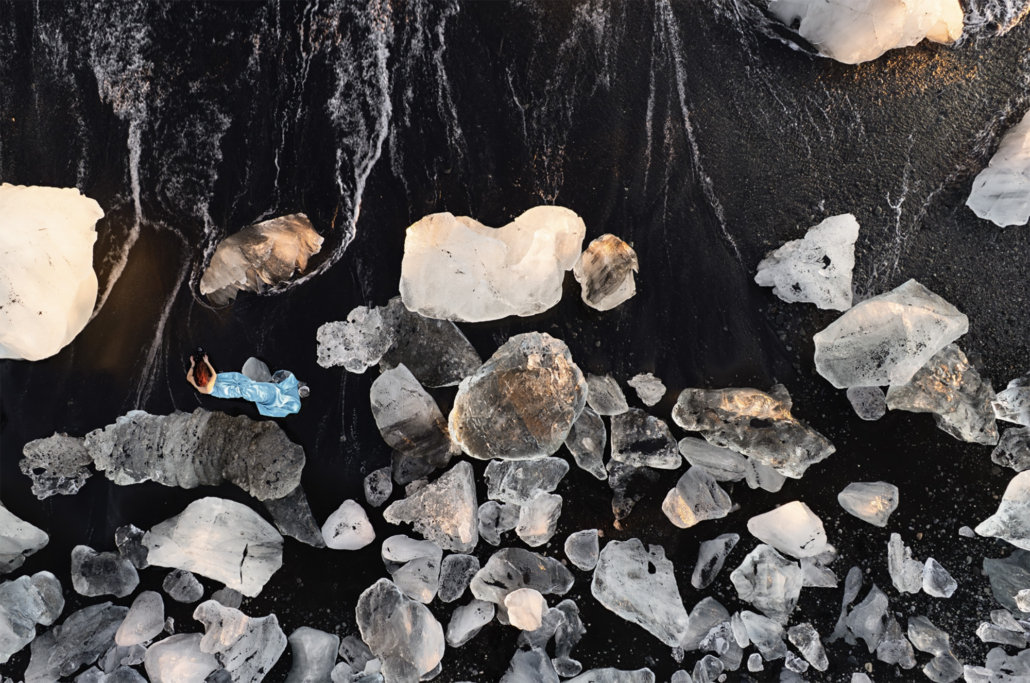 drone view diamond beach Iceland