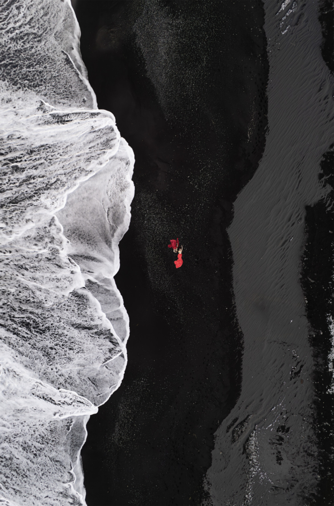 drone views Iceland black beach